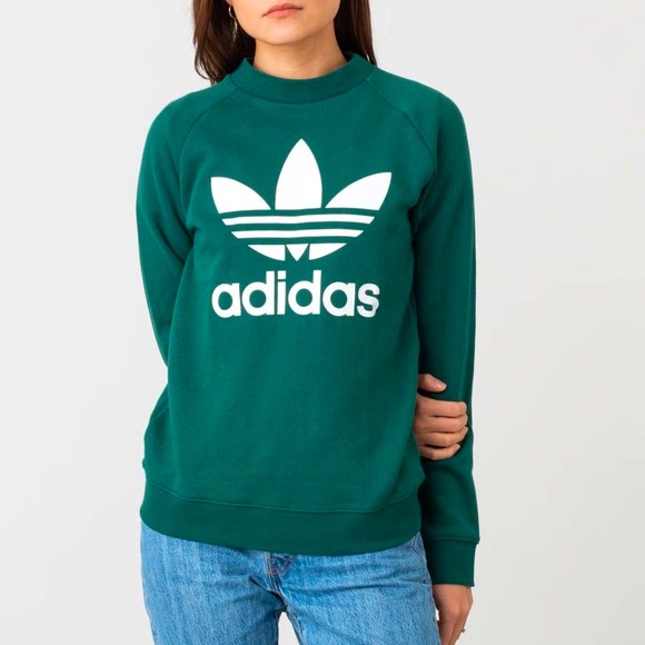 adidas Tops - SWEATSHIRT ADIDAS TREFOIL CREWNECK in Collegiate Green Small